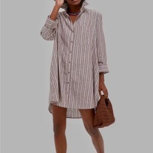 Tuckernuck Striped Long Sleeve Dress - Brown and White